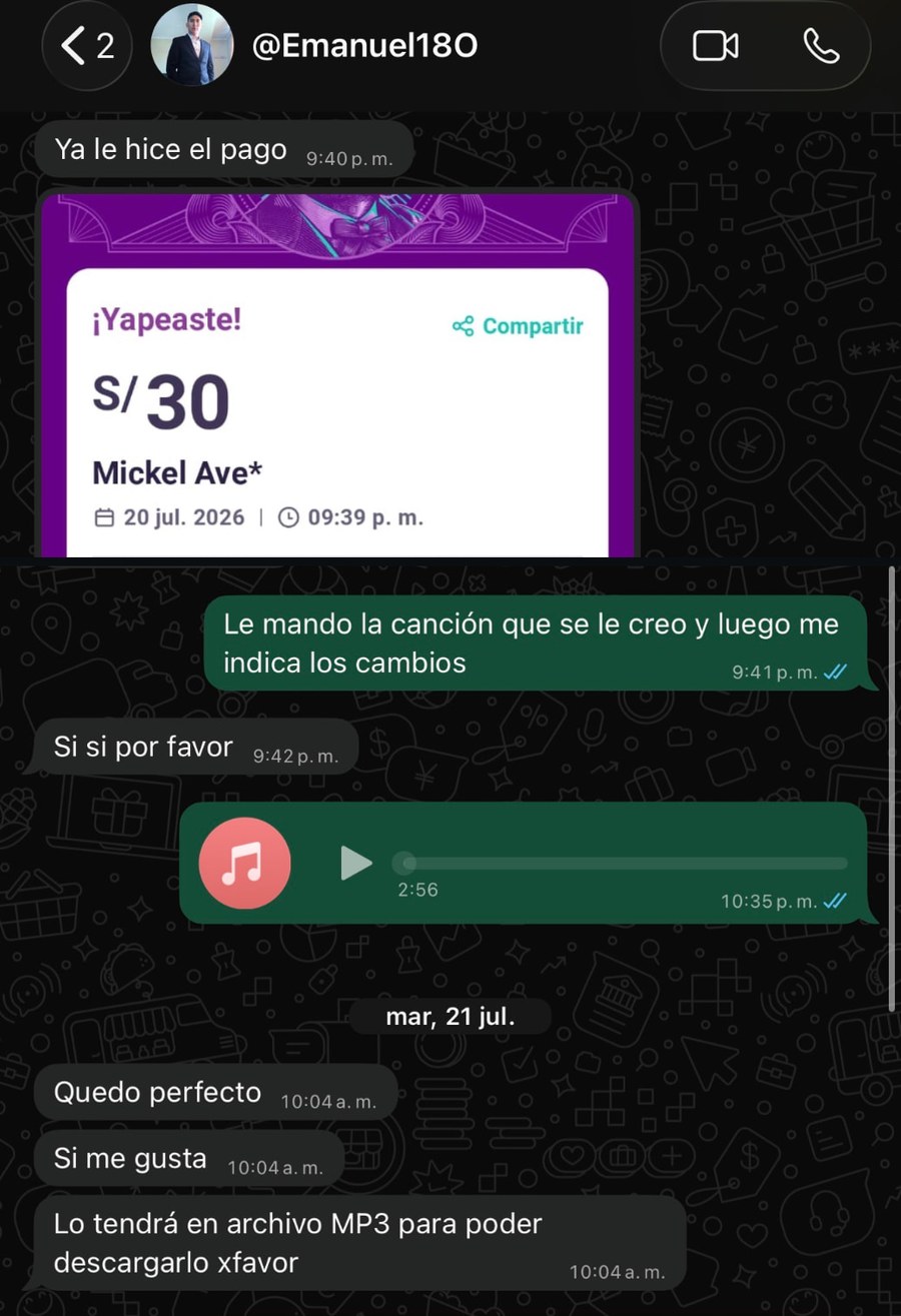 Conversación real de WhatsApp con Emanuel tras recibir su canción